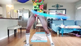 LATEX Sissy Femboy Bored from Aerobics so does assfuck until CLIMAX