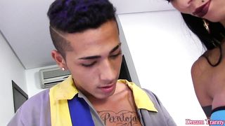 Spunky T-model Nicolly Pantoja Tempts a Young Stud Into Riding Her Arse