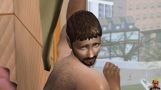 Mature elastic backside motel boss gets his first-ever bum pulverize by a Black trans Jizz-shotgun - WickedWhims