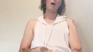 Faux-cock Wedged Trans Damsel Despairingly Attempts to Jerk