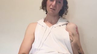 Faux-cock Wedged Trans Damsel Despairingly Attempts to Jerk
