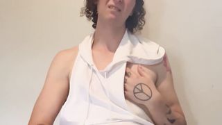 Faux-cock Wedged Trans Damsel Despairingly Attempts to Jerk