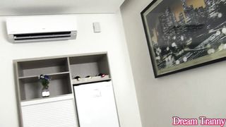 Tgirl Nathalia de Castro Gets Arse Ravaged and Creampied After Bathroom