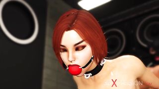 Rigid buttfuck plowing with sandy-haired gal in handcuffs and molten futa with a fat prick