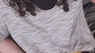 Small tgirl in rosy panties plays with her love button and ass-plug thru her cut-offs - Kendra Hotty