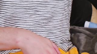 Small tgirl in rosy panties plays with her love button and ass-plug thru her cut-offs - Kendra Hotty