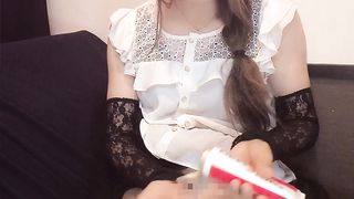 Private movie Vid of a cross-dresser jerking using a masturbator