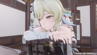 Genshin Influence Sucrose gets a creampuff from futa Lumine three dimensional cartoon