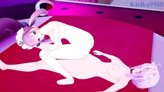 Minato Aqua and Nekomata Okayu have heavy hermaphroditism intercourse at a love motel. - Hololive VTuber Anime porn