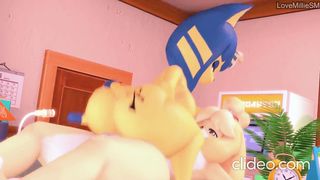 Ankha juggles on Isabella's pipe