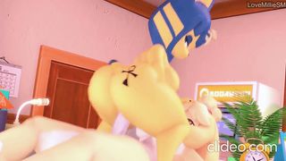 Ankha juggles on Isabella's pipe