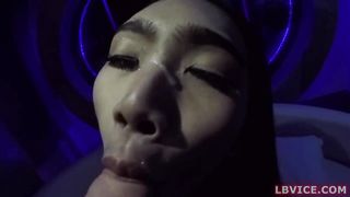 She-male Emmy Gives Oral And Booty Poked Without a condom