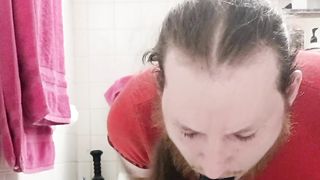 TRANSSEXUAL tart gasping on BIG BLACK COCK