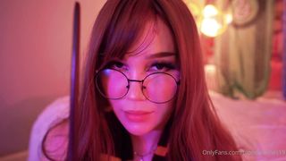 Widely opened Platinum-blonde Sissy Rails Monster Fake penis