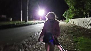 Ball-gagged and tethered sissy on the streets