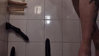 Sissy plays with her fresh fucktoy