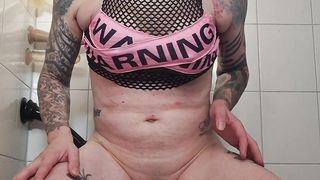 Sissy plays with her fresh fucktoy