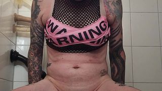 Sissy plays with her fresh fucktoy