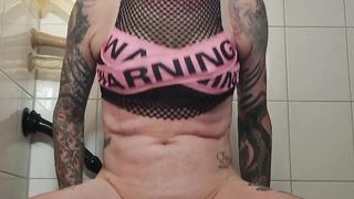 Sissy plays with her fresh fucktoy