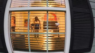 Taut miniskirt and half-top crossdresser being observed by CD in a sundress milking uncircumcised beef whistle