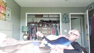 LATEX Secret T-Gal Kinky from Construction Work and shoots JIGGLY CUM-SHOT on Bikini TIGHTS