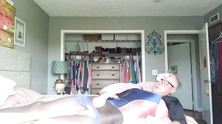 LATEX Secret T-Gal Kinky from Construction Work and shoots JIGGLY CUM-SHOT on Bikini TIGHTS