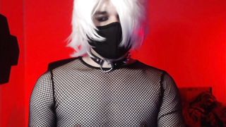 Whorish lil' femboy enjoys basting his slick figure in jism with his hefty trouser snake