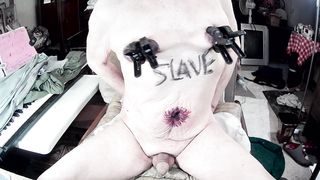 tony performing his pain pervert punishment to his nipples