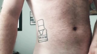 Noisy Groaning Fleshy Cum-shot! TRANS GUY HEADS SACK Penetrating Barbell And Drains Off In Couch