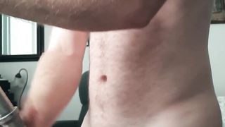 Noisy Groaning Fleshy Cum-shot! TRANS GUY HEADS SACK Penetrating Barbell And Drains Off In Couch