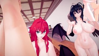 DxD - Rias and Akeno futas masculine taker POINT OF VIEW