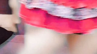 Mini Microskirt Cheerleader Student Uniform Sissy Crossdresser Massive Arse White Flesh She-male Thick Arse