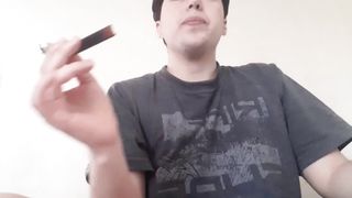 Trans dude - smoking w3ed and toying with my dude cooch - fat jewel ftm
