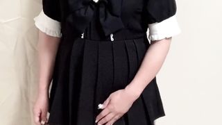 地雷系女装でしこしこしておもらし射精からの靴にぶっかける変態オナニー