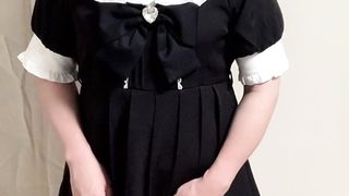 地雷系女装でしこしこしておもらし射精からの靴にぶっかける変態オナニー