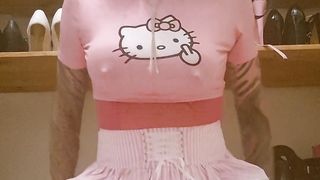 Diapered sissy rails faux-cock and opens nappy