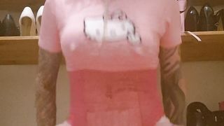 Diapered sissy rails faux-cock and opens nappy