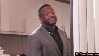 GENDERX - My IR TRANSSEXUAL assistant takes black sausage in butt during work time