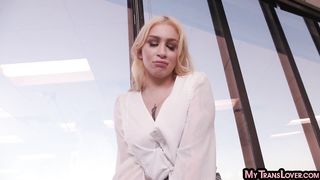 GENDERX - My IR TRANSSEXUAL assistant takes black sausage in butt during work time