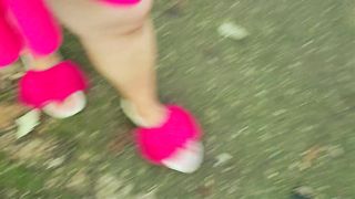 Sissy Trans Hazel Splashes Her Nads in the Woods!