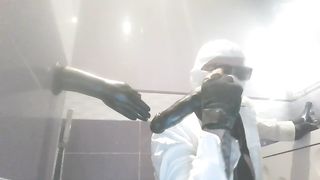 handsome crossdresser rail ample faux-cocks on the wall