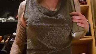 Sissy sits on fake penis and ejaculates using electro-hitachi