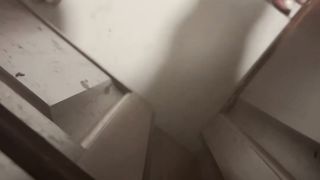 Close Up of Trans Superslut Groping Her Woman Dick and Slurping Jism Off Floor