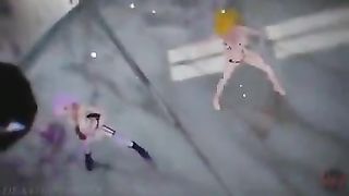 MMD R18 Naked Pinkish Misaka And Aylin - Elect 1097