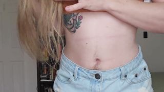 Jean Cutoffs Urinate Desperation And Drenching - Sea Gray