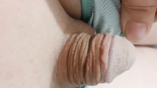 T-girl unwrapping and measuring puny hairless pink cigar