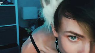 Trans Cat Chick plays with herself to music