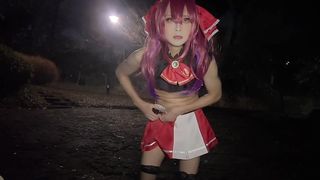 【女装】野外でコスプレオナニー【ホロライブ 宝鐘マリン】(再投稿)
