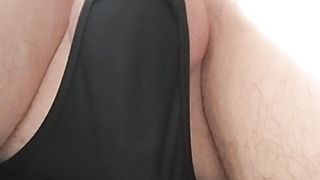 crossdresser smashed his wooly arse with fuck stick and jism a massive stream right into the camera