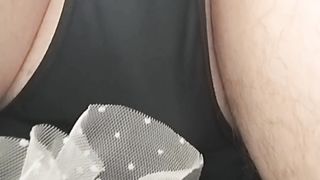 crossdresser smashed his wooly arse with fuck stick and jism a massive stream right into the camera